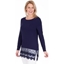 Picture of Longline Long Sleeve Lace Trim Jersey Top IDNIGHT