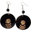 Picture of Gourd Earrings-Carved Black Disk with Brass Centre