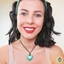 Picture of Stone Heart Thong Necklace-Green