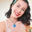 Picture of Stone Heart on Cord Necklace-Blue