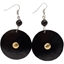 Picture of Gourd Earrings-Black Disk with Brass Centre