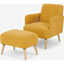 Picture of Elvi Accent Armchair and Footstool, Butter Yellow