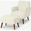 Picture of Elvi Accent Armchair and Footstool, Faux Sheepskin