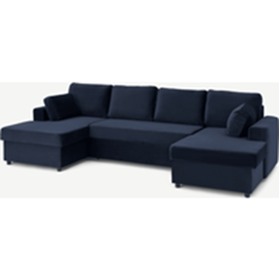 Aidian Large Corner Sofa Bed with Storage, Regal Blue Velvet