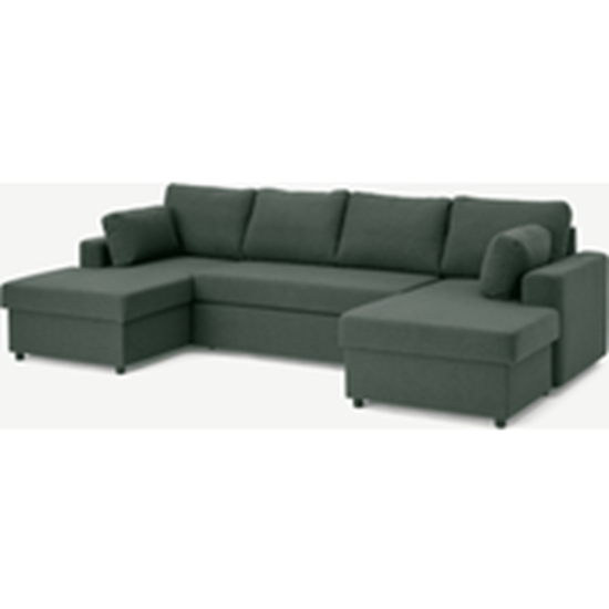 Aidian Large Corner Sofa Bed with Storage, Woodland Green