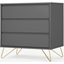 Picture of Elona Compact Chest of Drawers, Charcoal & Brass