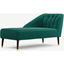 Picture of Margot Left Hand Facing Chaise Longue, Teal Cotton Velvet with Dark Wood Brass Leg