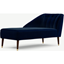 Picture of Margot Left Hand Facing Chaise Longue, Dark Navy Cotton Velvet with Dark Wood Brass Leg