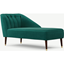 Picture of Margot Right Hand Facing Chaise Longue, Teal Cotton Velvet with Dark Wood Brass Leg