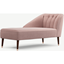 Picture of Margot Left Hand Facing Chaise Longue, Pink Cotton Velvet with Dark Wood Copper Legs