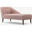 Picture of Margot Right Hand Facing Chaise Longue, Pink Cotton Velvet with Dark Wood Copper Legs