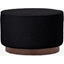 Picture of Hetherington Pouffe, Large, Black Faux Sheepskin & Dark Stain Wood