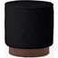 Picture of Hetherington Pouffe, Small, Black Faux Sheepskin & Dark Stain Wood