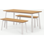 Picture of Asuna Dining Table & Bench Set, Oak & Ivory White