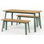Picture of Asuna Dining Table & Bench Set, Oak & Fern Green