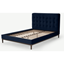 Picture of Lavelle Double Bed, Ink Blue Velvet & Walnut Stain Legs