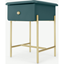 Picture of Maddie Bedside Table, Teal & Brass