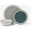 Picture of Aria 12 Piece Wide Rim Dinner Set, Soft Grey, Blue & White