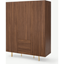 Picture of Keaton Triple Wardrobe, Walnut & Brass