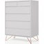 Picture of Elona Tall Multi Chest of Drawers, Light Grey & Copper