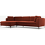 Picture of Monterosso Left Hand Facing Chaise End Sofa, Brick Red Velvet with Black Leg